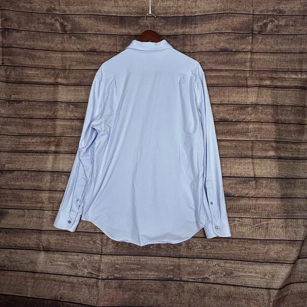 Dstrct & Row Men's Size Large Slim Blue Dress Shirt Long Sleeve Button Up - Picture 5 of 7